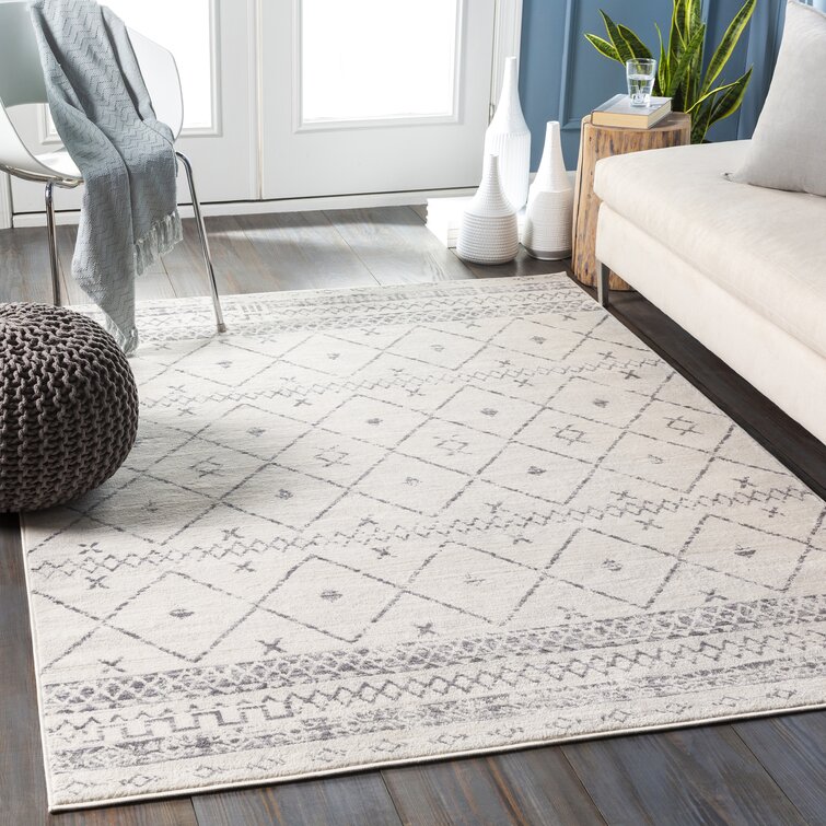 Mistana Warlick Power Loom White Medium Grey Rug Reviews Wayfair Co Uk